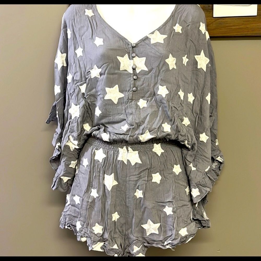 Vici Beyond the Sea Embroidered Star Adorable Kimono Short Romper- Small- NWT - Picture 4 of 10